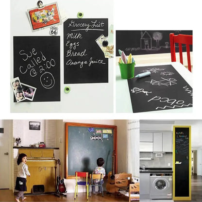 Blackboard Wallpaper Self Adhesive DIY Removable Reusable Erasable Chalkboard Sticker