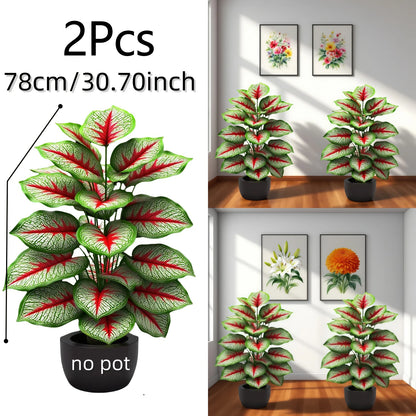 2Pcs 30.70-inch Artificial Dracaena Green Plant, Beautiful Leaf Design, Perfect for Holiday Gifts, Indoor/Outdoor Decoration