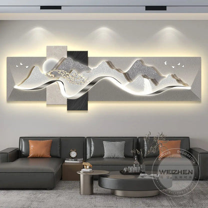 Modern Luxury Led Living Room Decoration Painting Background Wall Mural Simple High-End Banner Hanging Painting Home Appliance