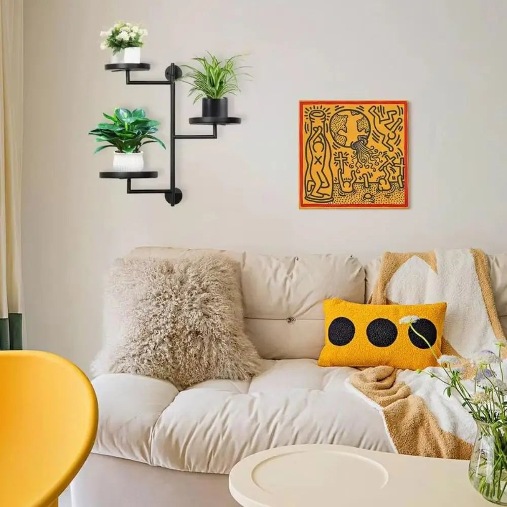 Wallpaper Green Plant Potted Rotating window plant stand Waterproof Creative Metal plant frame Simple Wall plant support Home