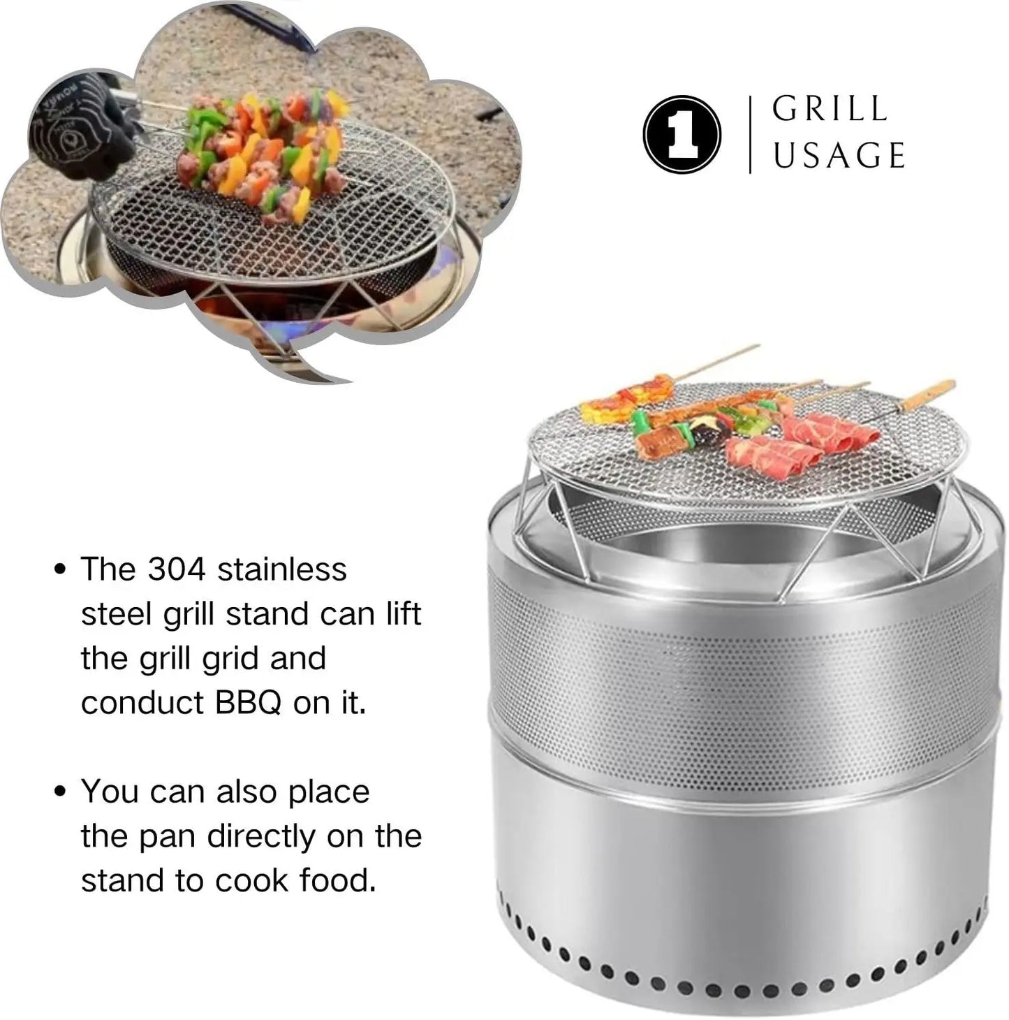 New Design Portable Stainless Steel Fire Pit Foldable Outdoor Wood Bonfire With Smokeless Charcoal Grill