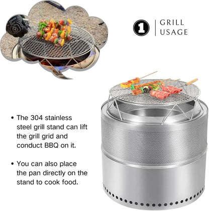 New Design Portable Stainless Steel Fire Pit Foldable Outdoor Wood Bonfire With Smokeless Charcoal Grill