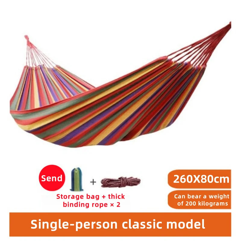 Outdoor Canvas Hammock - Portable Outdoor/Indoor Rope Double-Person Hammock - Durable and Sturdy - Suitable for Camping Use