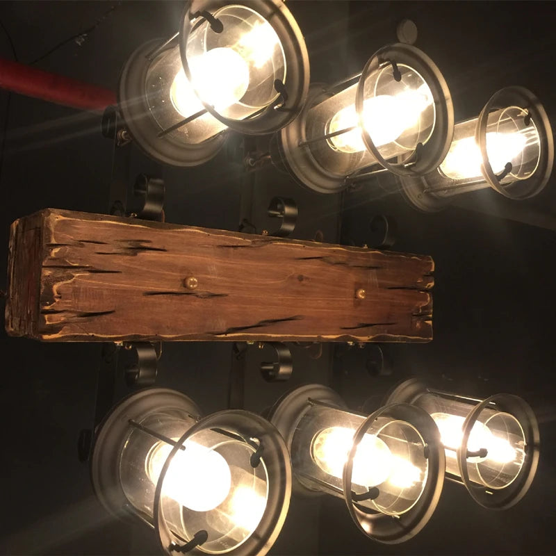 Rustic Lamp Coffee Bedroom Dining room Industrial Decor loft chandeliers Solid Retro Wood lamp suspension luminaire industrial