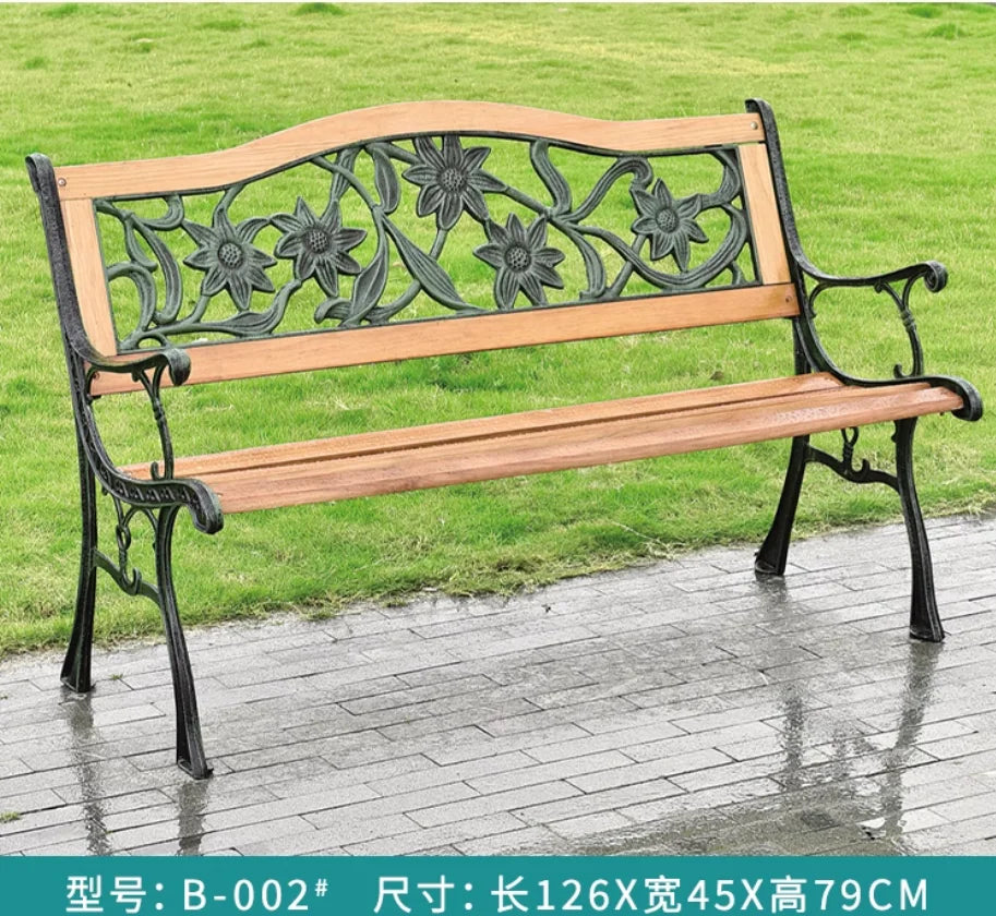Modern Solid Wood Iron Outdoor Bench Traditional Design for Dining Courtyard Garden Park Restaurant Exterior Gym-Patio Benches