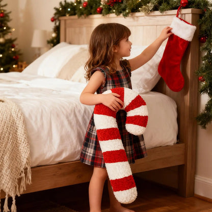 Christmas Throw Pillow Comfortable Candy Cane Shape cushion Christmas Decoration Soft Plush Candy Cushion for Living Room Sofa