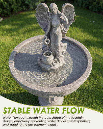 Outdoor Water Fountain, 37" High Cascading Waterfall Fountain with Whisper-Quiet Pump, Large Cascading Freestanding Resin Founta