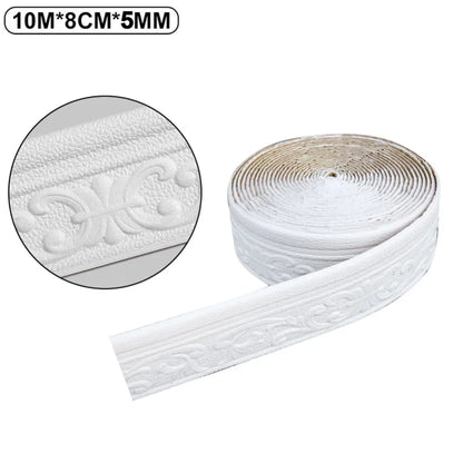 Self-Adhesive Trim Flexible Wallpaper Border Wall Trim Line Skirting Border Decor 3D Pattern Living Room TV Background Stickers