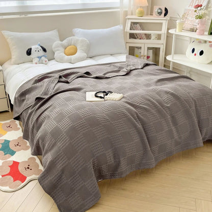 100% Cotton Throw Blanket Soft Breathable Waffle Blanket for Twin Queen King Bed Decorative Plaid Sofa Blankets Summer Throws