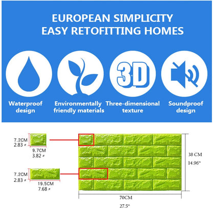 70x38cm Self adhesive Waterproof TV Background Brick Wallpapers 3D Wall Sticker Living Room Wallpaper Mural Bedroom Decorative