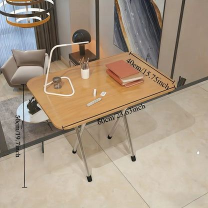 Compact and Durable Folding Table - High Density Hardwood, Metal Frame, No Power Supply - Suitable for Dormitory, Rental, Resta