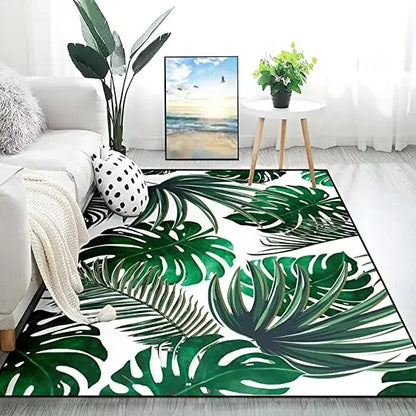 Living Room Black Gold Tropical Leaf Rug Home Non-slip  Kitchen Corridor Entrance Mat