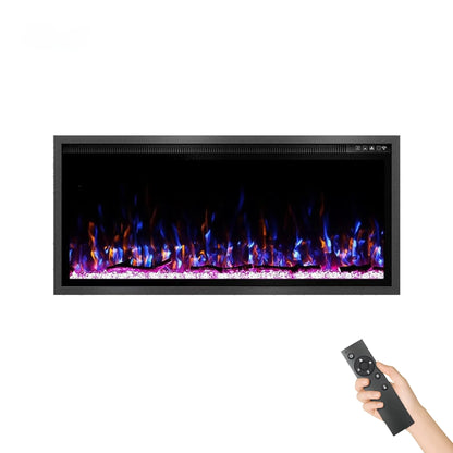 Electric Fireplace Customizable Length Electric Fireplace Gas Powered LED Flame WiFi APP Remote Touch Control French Metal For H