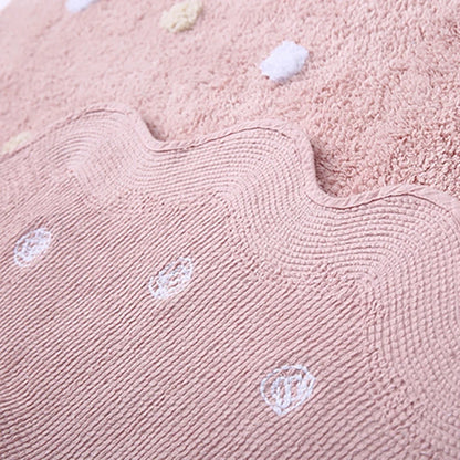 Nordic Cotton Round Rug Dots Wave Shape Floor Mat Soft Pink White Carpet Kids Playmat Bedroom Pad Kawaii Home Room Decor 120cm