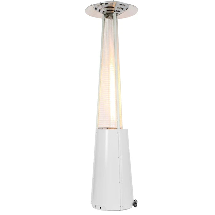 Outdoor Premium Fireplace Standing Terrace Pyramid Glass Flame Patio Gas Heater Powder Coated Steel Freestanding