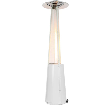Outdoor Premium Fireplace Standing Terrace Pyramid Glass Flame Patio Gas Heater Powder Coated Steel Freestanding