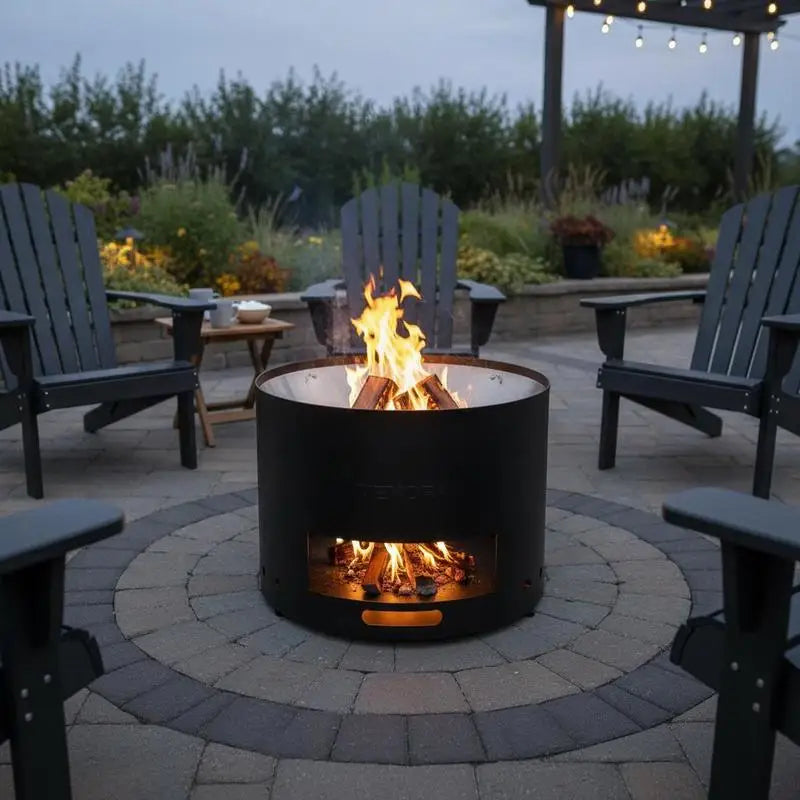 Portable Fire Pit 12.6 x 15 inch For Outdoor Patio Camping Backyard, Wood Burning Fireplaces Removable Ash Pan Metal Structure Outdoor Heating Gear