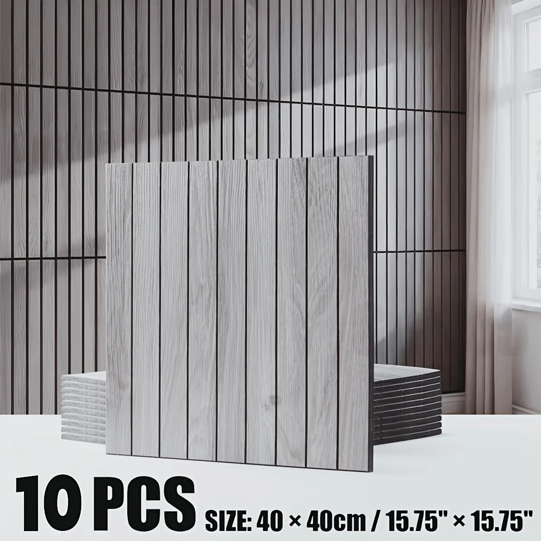 10pcs 40x40cm 3D Stripe Grid Panels，Removable Peel and Stick Wallpaper, Realistic Texture，for Furniture Makeover,Home & Office D