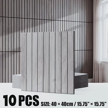 10pcs 40x40cm 3D Stripe Grid Panels，Removable Peel and Stick Wallpaper, Realistic Texture，for Furniture Makeover,Home & Office D