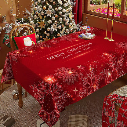 Christmas Rectangle Tablecloth, Poinsettia Design Tablecloth For New Year Party And Dinner Christmas Table Decor Tablecloth