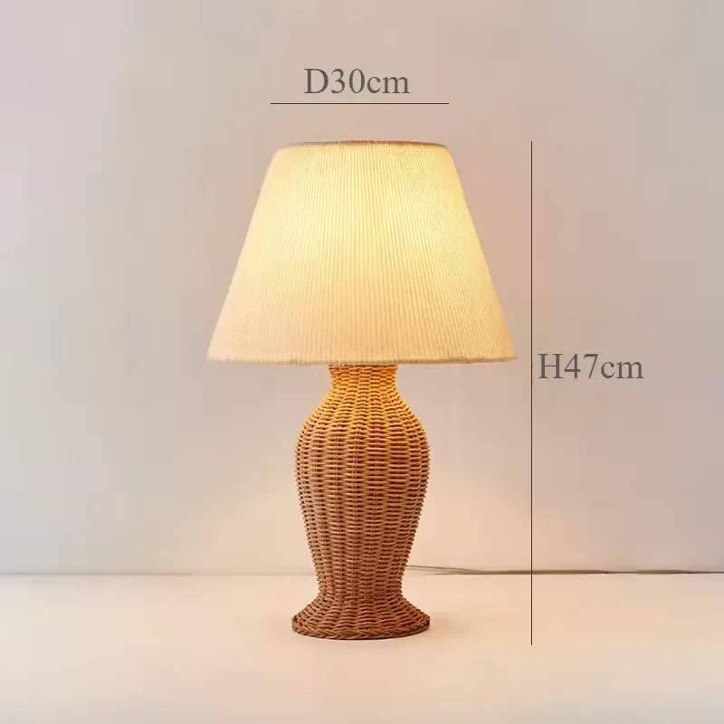 Rustic table lamps Wabi-sabi style rattan table lamp Designer Art brown lamp Hotel Study Home Decoration Bedroom Bedside lights