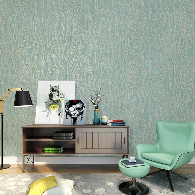 Nordic Light Green Gilded Water Ripple Wallpaper High-End Feel Living Room Bedroom TV Background Wall Wallpaper