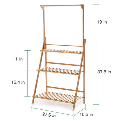 70/100cm Bamboo Plant Stand Folding 3 Tier Flower Pot Display Shelf Indoor Outdoor Ladder Garden Rack for Patio Balcony Living Room
