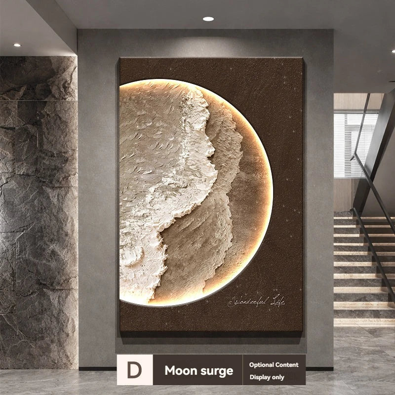 Light Luxury Living Room Led Decoration Painting Home Decoration Sofa Background Wall Floor Painting Moon Entrance Mural Light