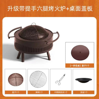 Charcoal Fire Pit Stove Patio Indoor Heating Brazier Household Carbon Furnace Outdoor Barbecue Grill Smokeless Coal Burner Tea