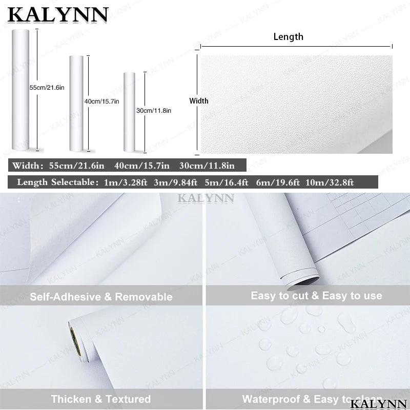 Matte White Peel and Stick Wallpaper, Waterproof, Contact Paper Self-Adhesive, Removable Wall Sticker, for Kitchen Countertop