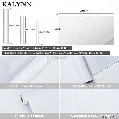 Matte White Peel and Stick Wallpaper, Waterproof, Contact Paper Self-Adhesive, Removable Wall Sticker, for Kitchen Countertop