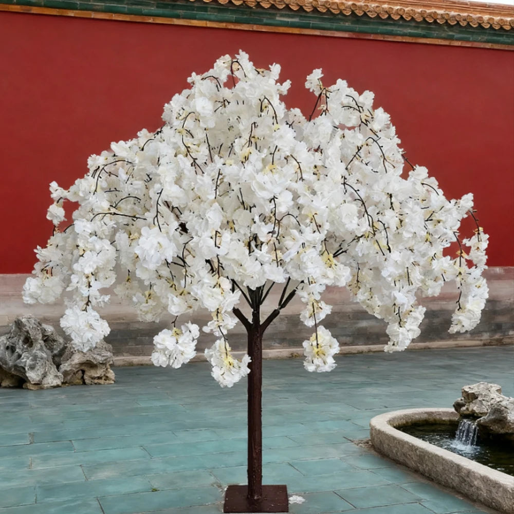 Artificial Cherry Blossom Tree Weeping Willow, Simulation Floral Plant for Indoor Outdoor Home Wedding Party Mall Opening Decor