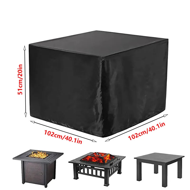 BBQ Accessories Fire Pit Cover, Square 210T Waterproof Square Patio Fire Pit Table Cover, Fade Resistant and UV Resistant,