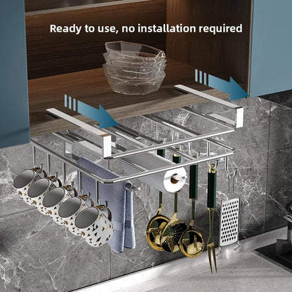Cabinet Hanging Organizer Multi Purpose Hook Rack Kitchen Paper Towel Cutting Board Pot Lid Storage Hardware Organizer Kitchen