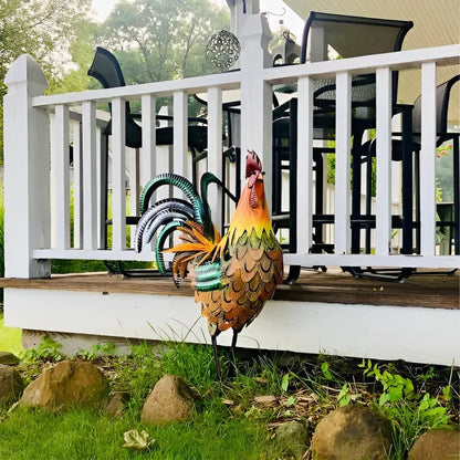 Metal Figurine Rooster Sculpture Carved Iron Rooster Home Furnishing Articles Artwork Home Decoration Statues Sculptures