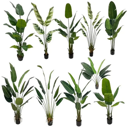 Live Natural Artificial Bird of Paradise Plant Bonsai Banana Tree Fake Leaf Trunk Indoor Outdoor Hotels Decor Greenery