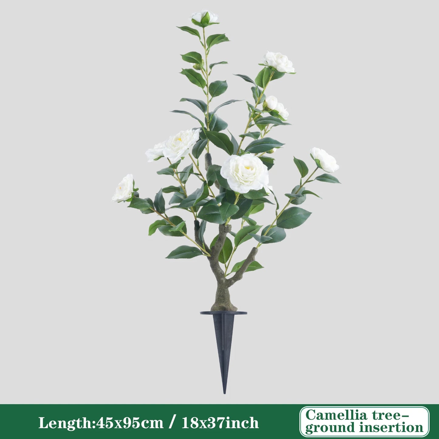 85cm Camellia Topiary Tree with Pot/Spike Realistic Fake Flower Plant Indoor Outdoor Faux Bonsai for Home Garden Office Decor