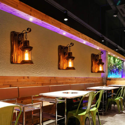 Nordic Antique Retro Vintage Industrial Wood Led Wall Lamp with Exquisite Appearance Warm Light for Bar Café Garden E27