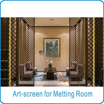 Modern Chinese metal room partition color decoration stainless steel cutting screen partition