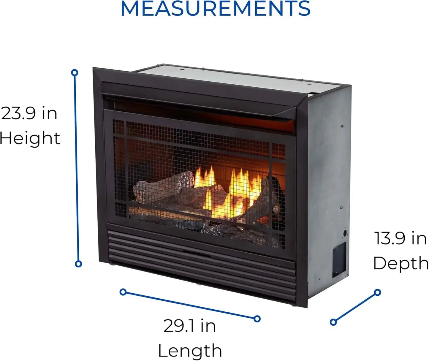 For Ventless 26,000 BTU Heats 1,350 Square Feet Dual Fuel No-Clearance Gas Fireplace Insert with Remote Control, Black