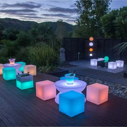 Outdoor Remoter Controlled LED Light-emitting Cube Seat 16 Colors KTV Bar Stools Rechargeable Desktop Night Lamp Waterproof