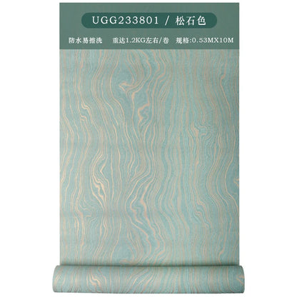 Nordic Light Green Gilded Water Ripple Wallpaper High-End Feel Living Room Bedroom TV Background Wall Wallpaper