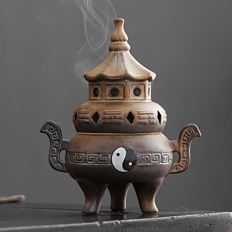 Tall Tai Chi Eight Trigu Stove Living Room Decoration Creative Home Indoor Plate Incense Burner Ceramic Incense Burner