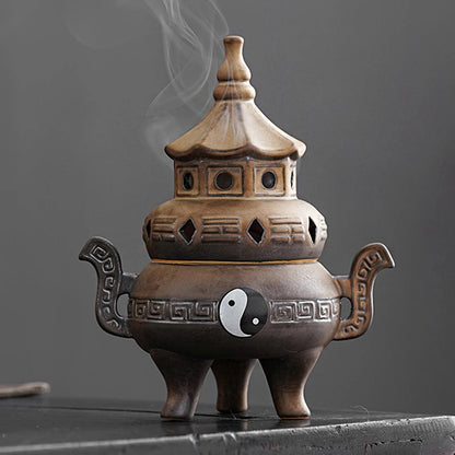 Tall Tai Chi Eight Trigu Stove Living Room Decoration Creative Home Indoor Plate Incense Burner Ceramic Incense Burner
