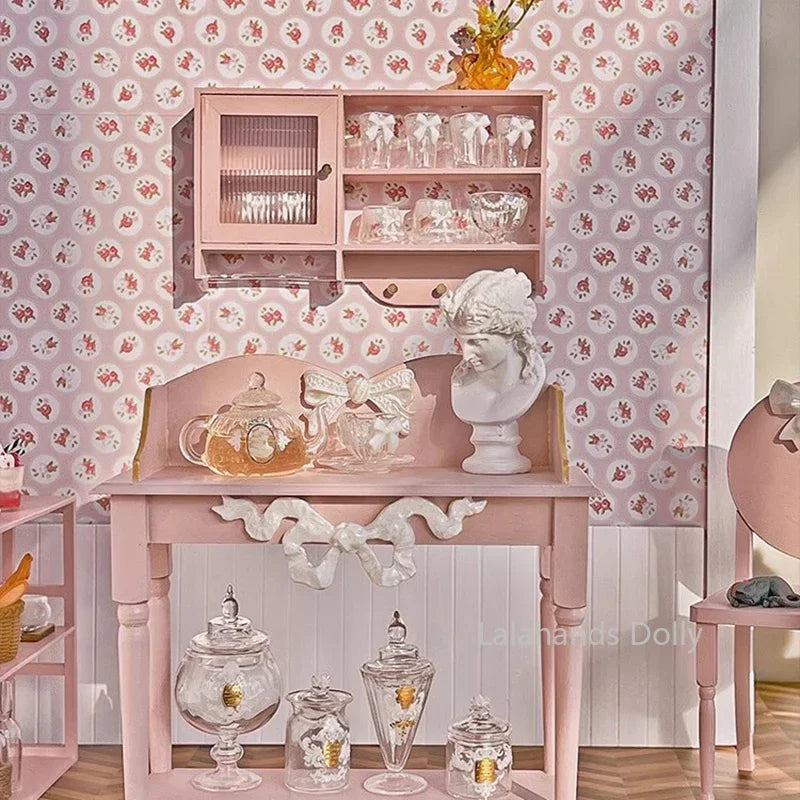 1:12 DIY Dollhouse (20x28cm)Adhesive Wallpaper on The Back for Kitchen(viscous) Living Room Bedroom Floor Decoration Accessories