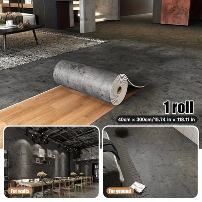 Self-Adhesive Vinyl Wallpaper 3 Meters×40cm Concrete Texture Foam Wall Panels Interior Decor Thickened Waterproof Wall Stickers