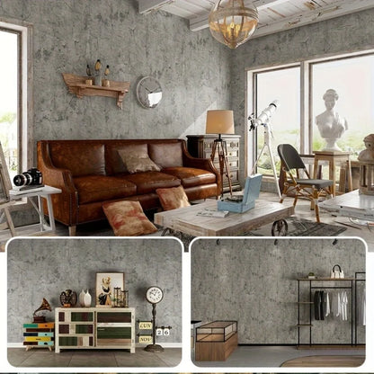Self-Adhesive Vinyl Wallpaper 3 Meters×40cm Concrete Texture Foam Wall Panels Interior Decor Thickened Waterproof Wall Stickers