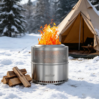 50CM Smokeless Fire Pit with Bag Portable Stainless Steel Wood Burning Outdoor Fireplace Ideal for 6 or More People Firewood Log Burner