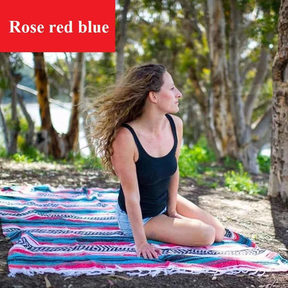 Mexico Blanket Rug Mat Geometry Woven Tassels Shawl Beach Picnic Mat Yoga Cotton Living Room Kitchen Camping, Picnic, Outdoor