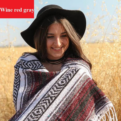 Mexico Blanket Rug Mat Geometry Woven Tassels Shawl Beach Picnic Mat Yoga Cotton Living Room Kitchen Camping, Picnic, Outdoor